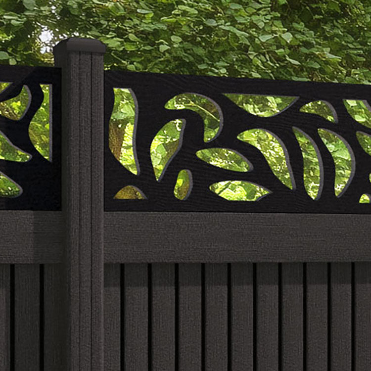 Virtis Plume Fence Panel - Dark Oak - with our composite posts