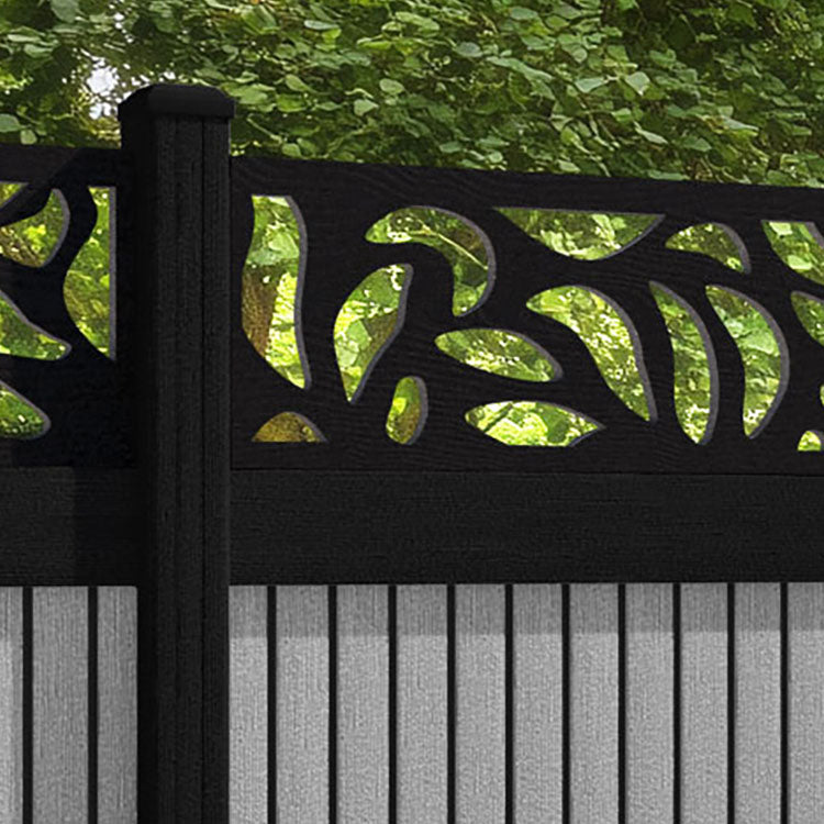 Virtis Plume Fence Panel - Light Grey - with our aluminium posts