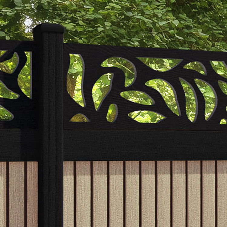 Virtis Plume Fence Panel - Light Oak - with our composite posts