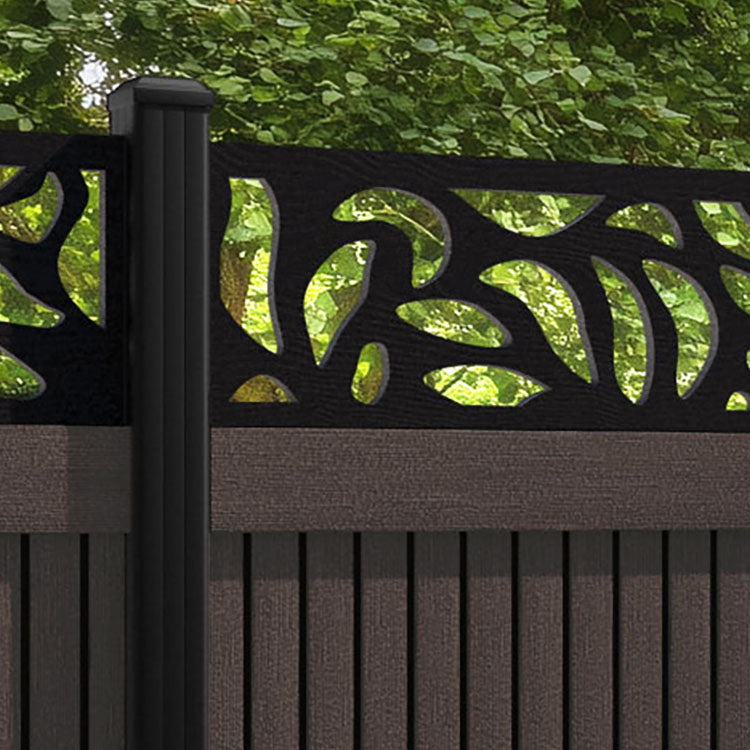Virtis Plume Fence Panel - Mid Brown - with our aluminium posts
