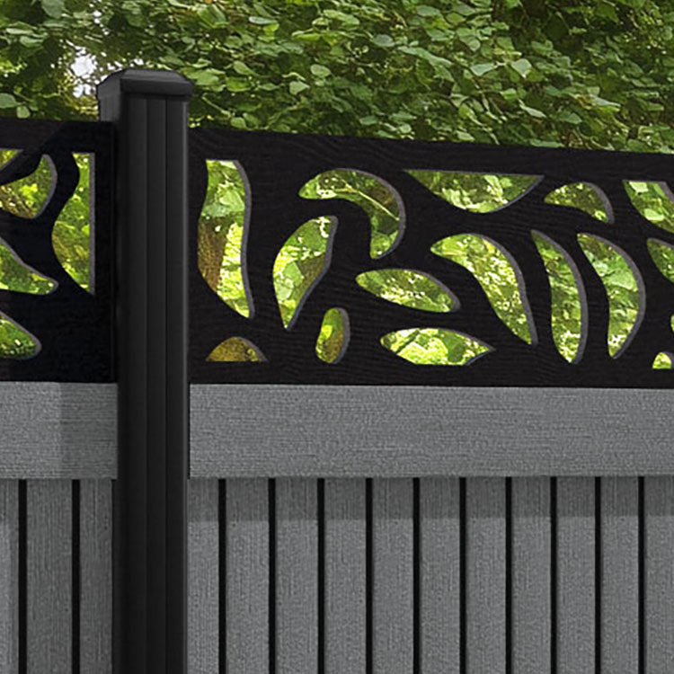 Virtis Plume Fence Panel - Mid Grey - with our aluminium posts