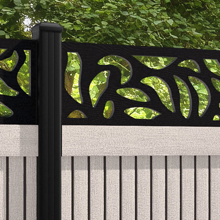 Virtis Plume Fence Panel - Mid Stone - with our aluminium posts