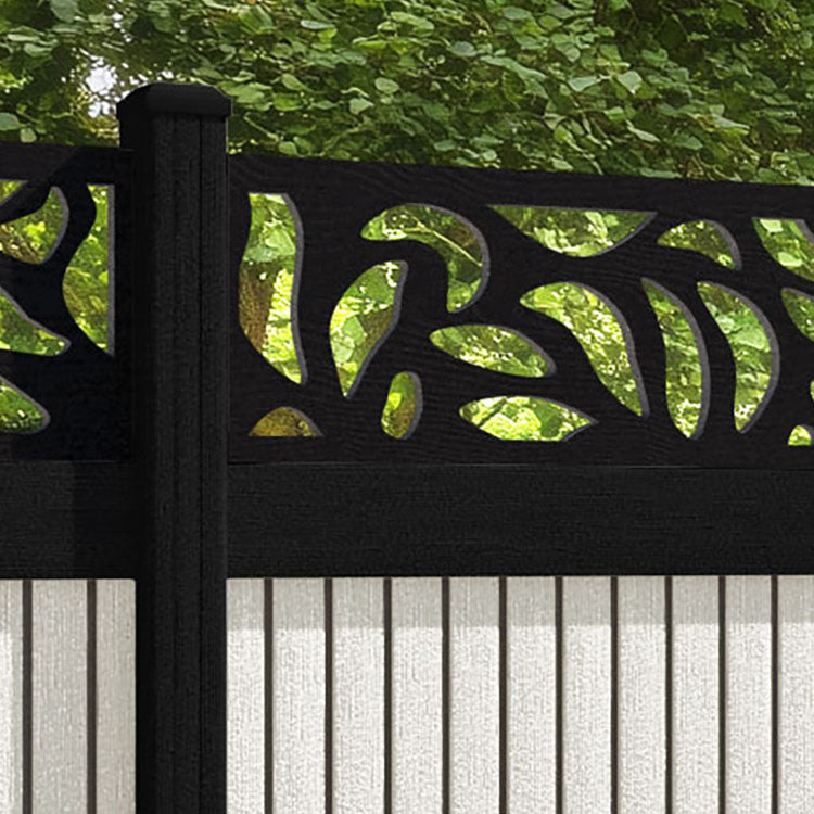 Virtis Plume Fence Panel - Light Stone - with our aluminium posts