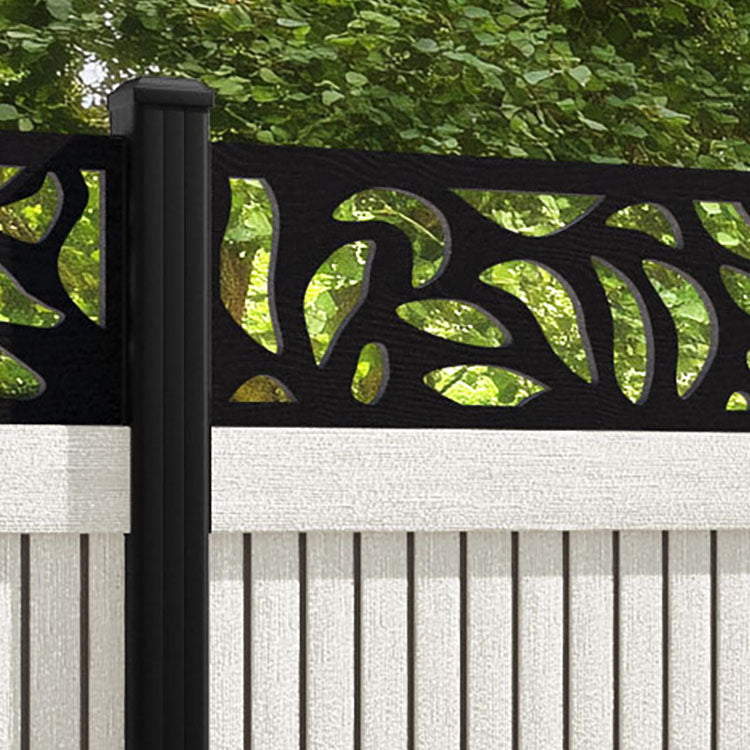 Virtis Plume Fence Panel - Light Stone - with our aluminium posts