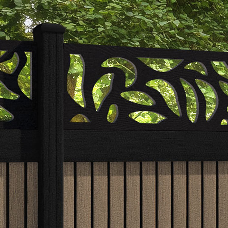 Virtis Plume Fence Panel - Teak - with our aluminium posts