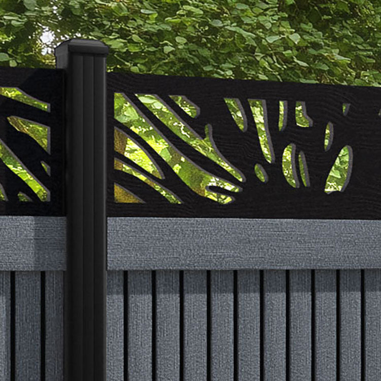 Virtis Poppy Fence Panel - Anthracite - with our aluminium posts