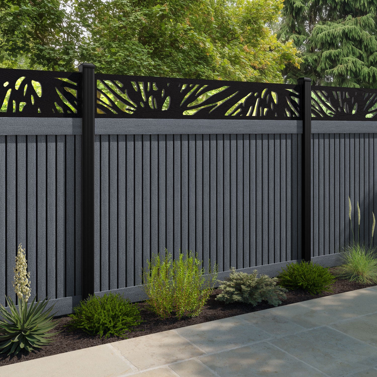 Virtis Poppy Fence Panel - Anthracite - with our composite posts