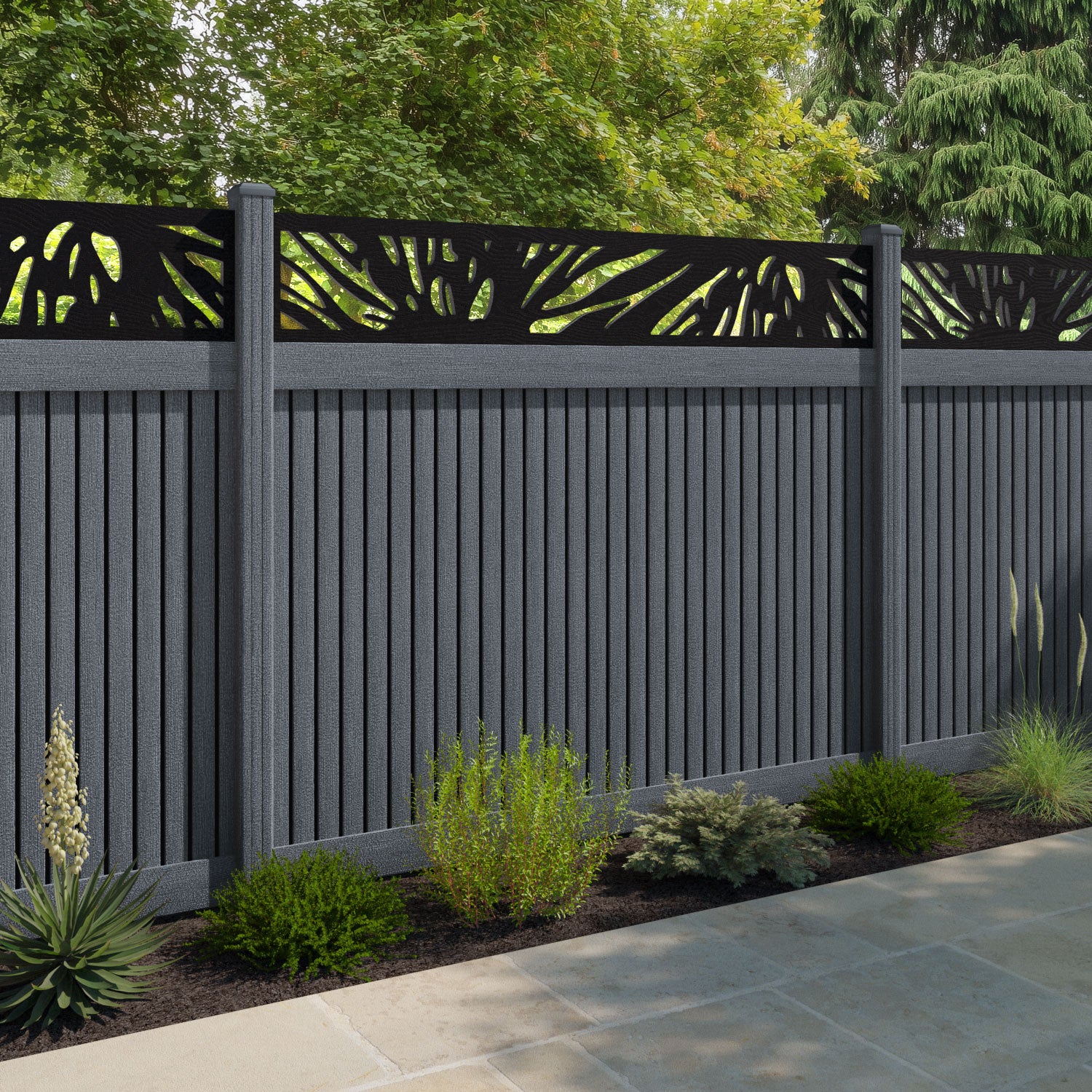 Virtis Poppy Fence Panel - Anthracite - with our composite posts