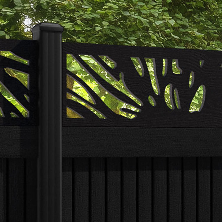 Virtis Poppy Fence Panel - Black - with our aluminium posts