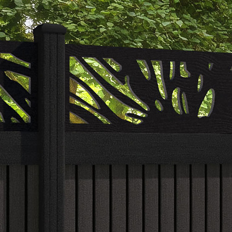 Virtis Poppy Fence Panel - Dark Oak - with our aluminium posts