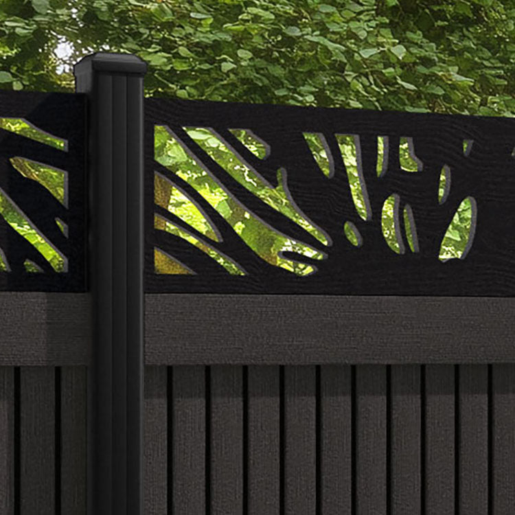 Virtis Poppy Fence Panel - Dark Oak - with our aluminium posts
