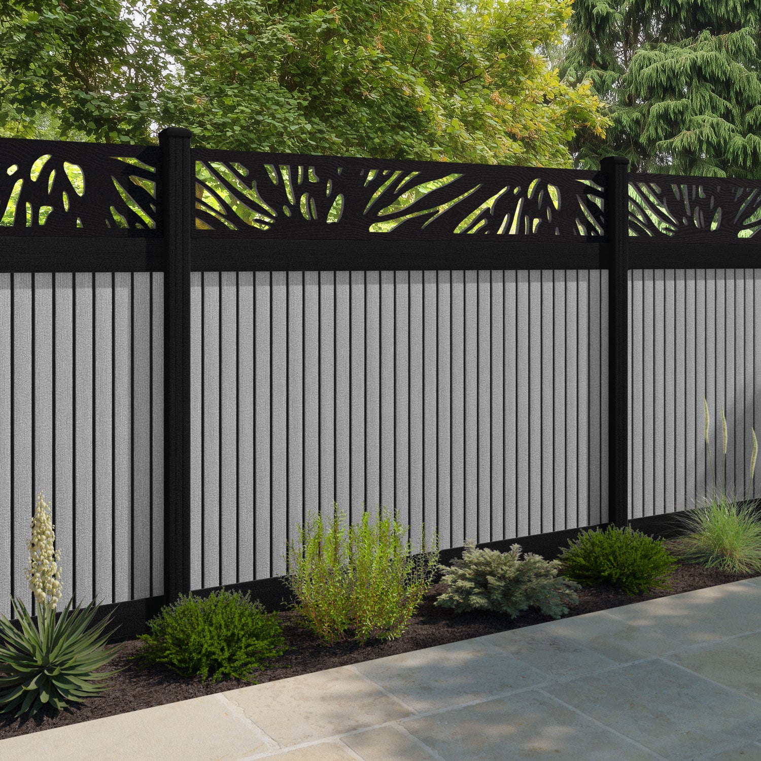 Virtis Poppy Fence Panel - Light Grey - with our composite posts
