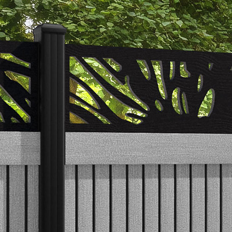Virtis Poppy Fence Panel - Light Grey - with our aluminium posts