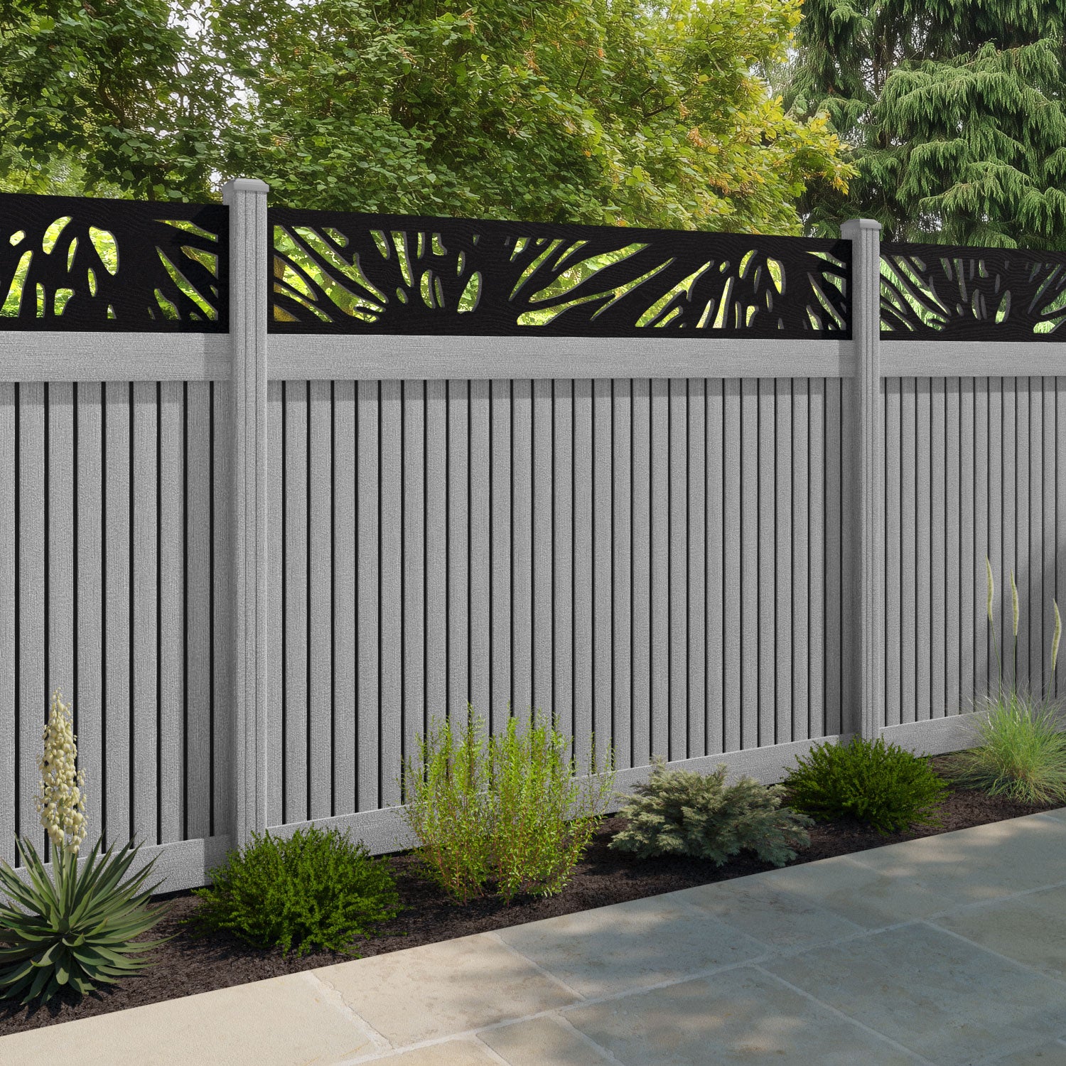 Virtis Poppy Fence Panel - Light Grey - with our composite posts