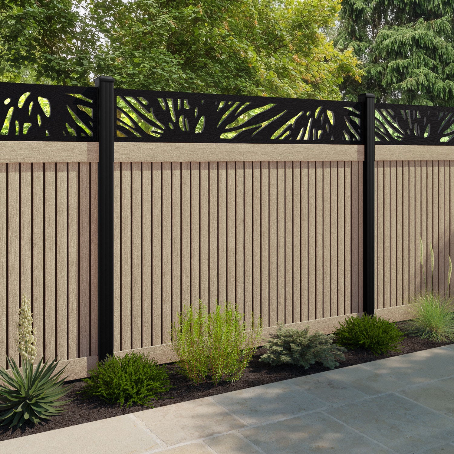 Virtis Poppy Fence Panel - Light Oak - with our composite posts