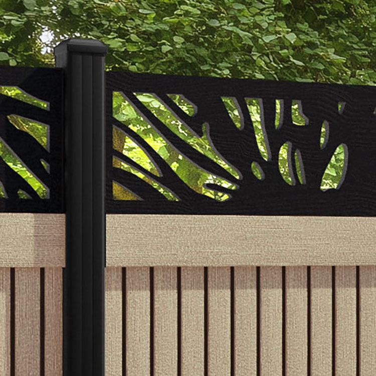 Virtis Poppy Fence Panel - Light Oak - with our aluminium posts
