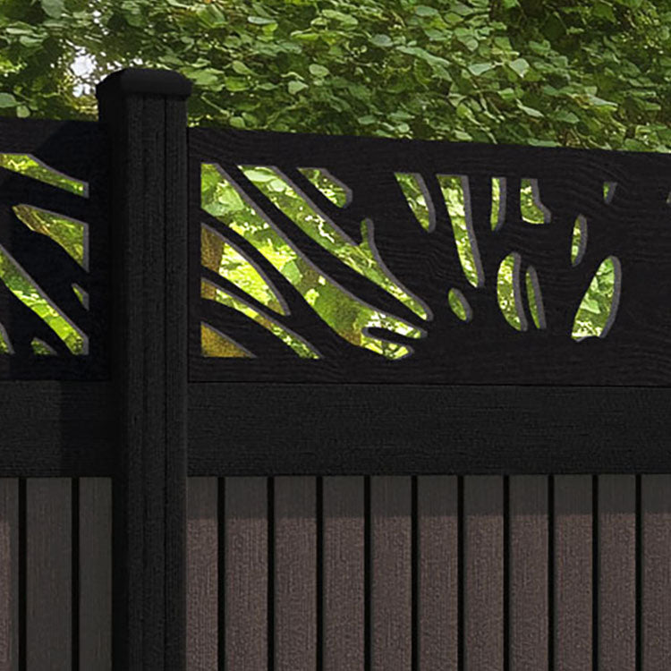 Virtis Poppy Fence Panel - Mid Brown - with our aluminium posts