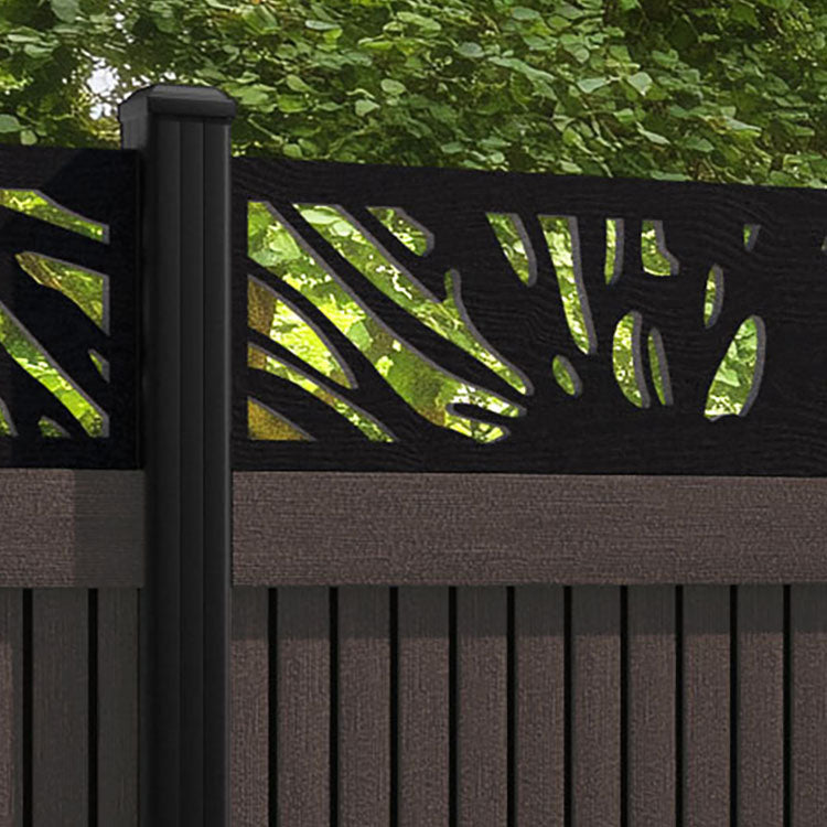 Virtis Poppy Fence Panel - Mid Brown - with our aluminium posts