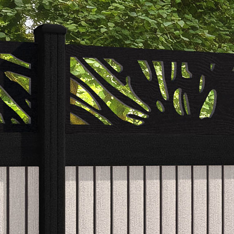 Virtis Poppy Fence Panel - Mid Stone - with our aluminium posts