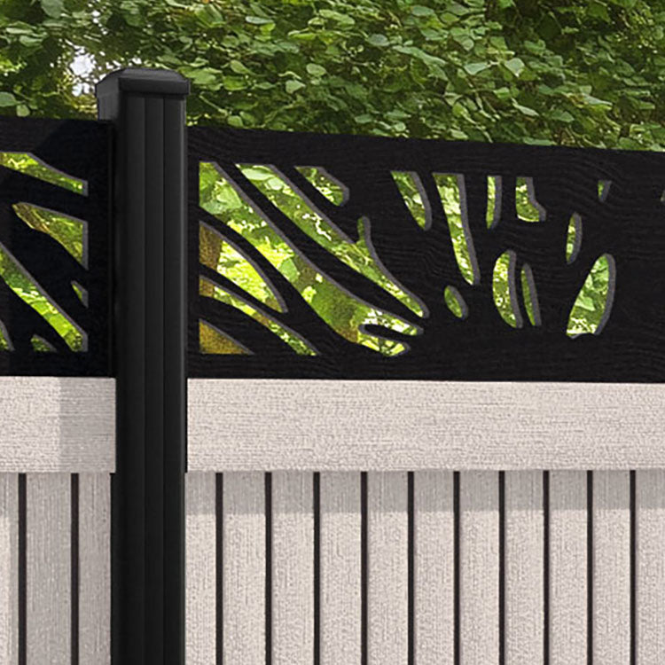 Virtis Poppy Fence Panel - Mid Stone - with our aluminium posts
