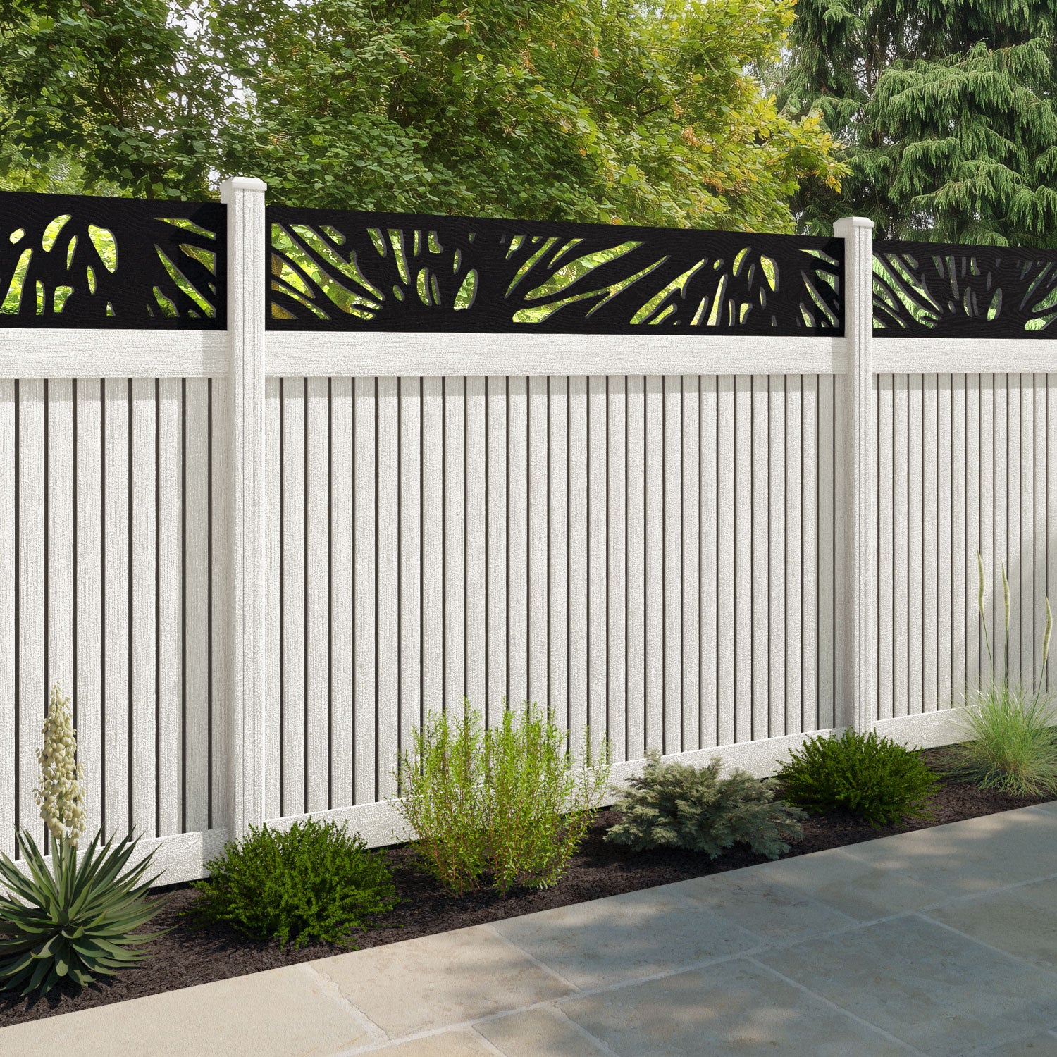 Virtis Poppy Fence Panel - Light Stone - with our composite posts