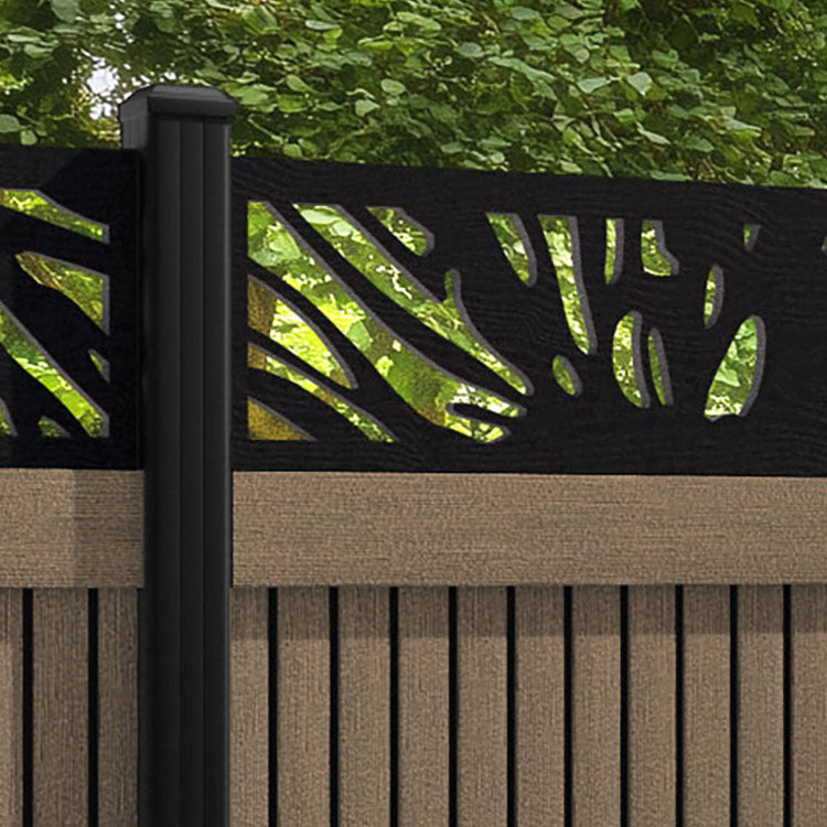 Virtis Poppy Fence Panel - Teak - with our aluminium posts