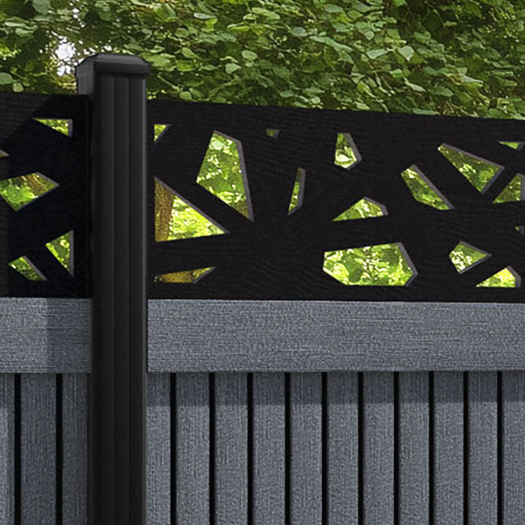 Virtis Prism Fence Panel - Anthracite - with our aluminium posts