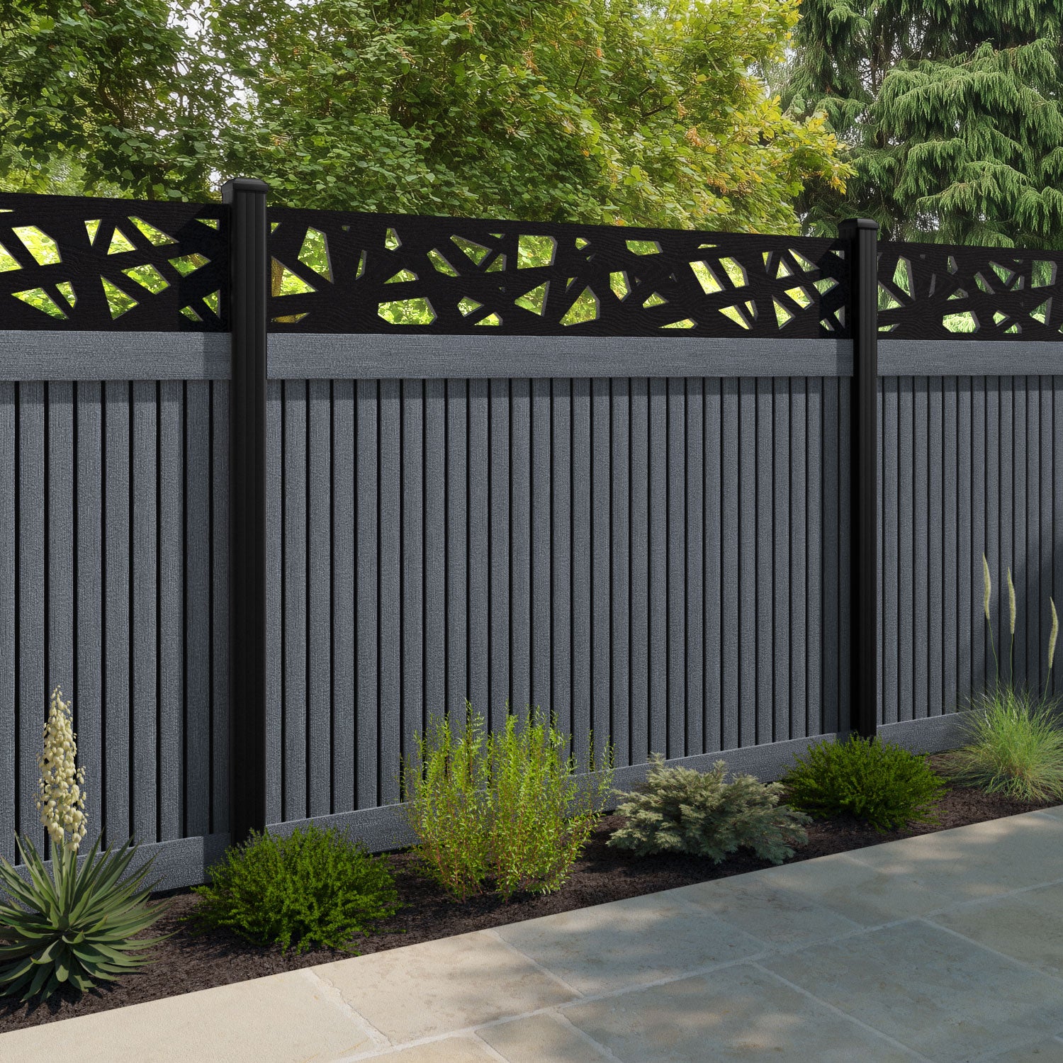 Virtis Prism Fence Panel - Anthracite - with our composite posts