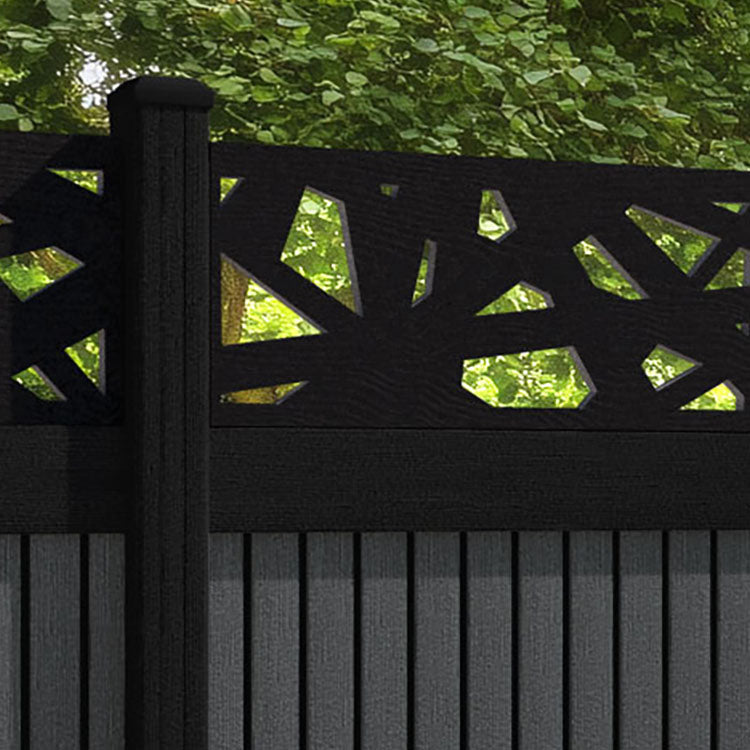 Virtis Prism Fence Panel - Dark Grey - with our aluminium posts