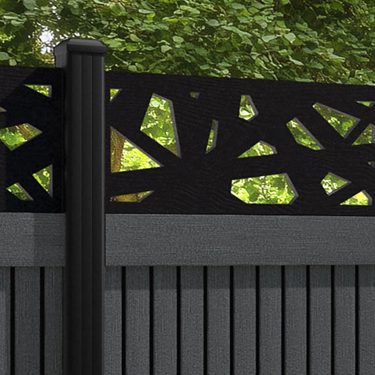 Virtis Prism Fence Panel - Dark Grey - with our aluminium posts