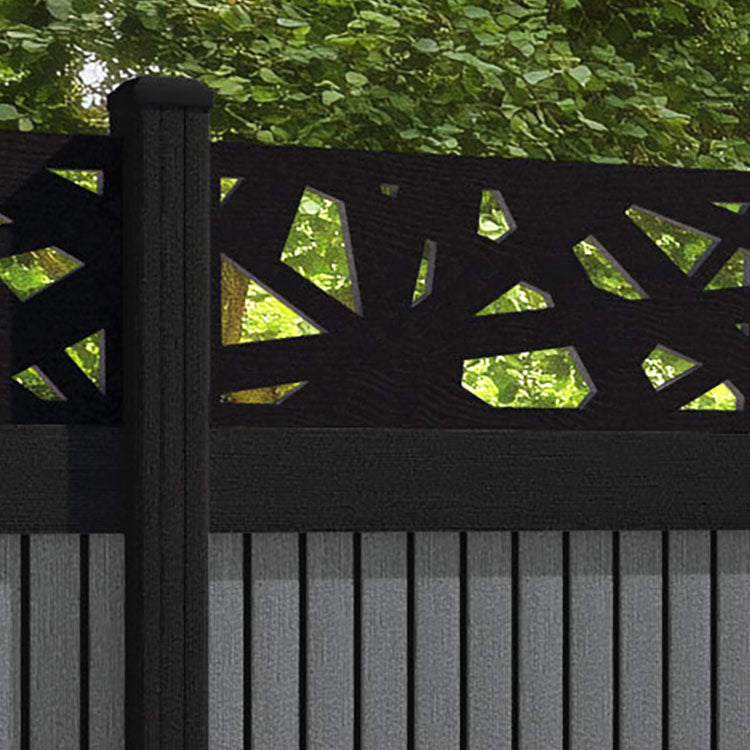 Virtis Prism Fence Panel - Mid Grey - with our aluminium posts