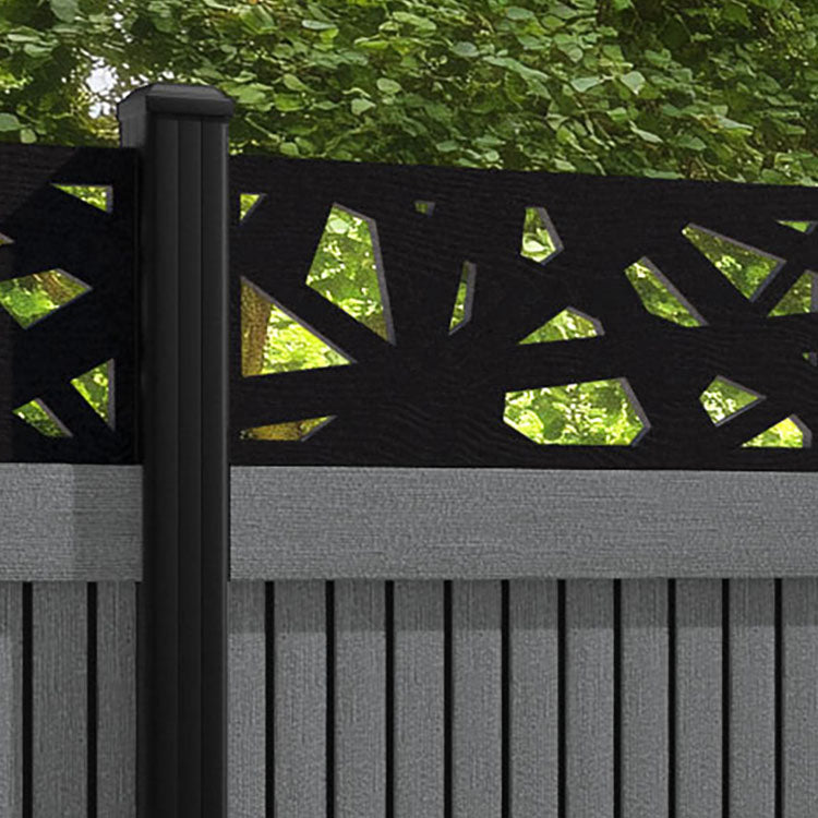 Virtis Prism Fence Panel - Mid Grey - with our aluminium posts