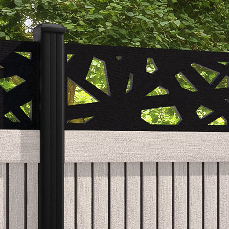 Virtis Prism Fence Panel - Mid Stone - with our aluminium posts