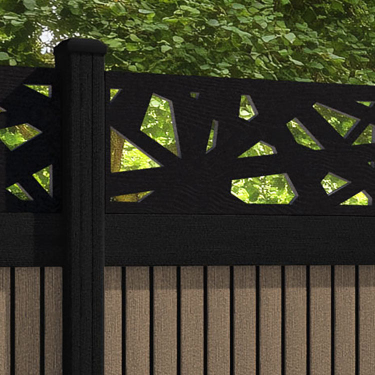 Virtis Prism Fence Panel - Teak - with our aluminium posts