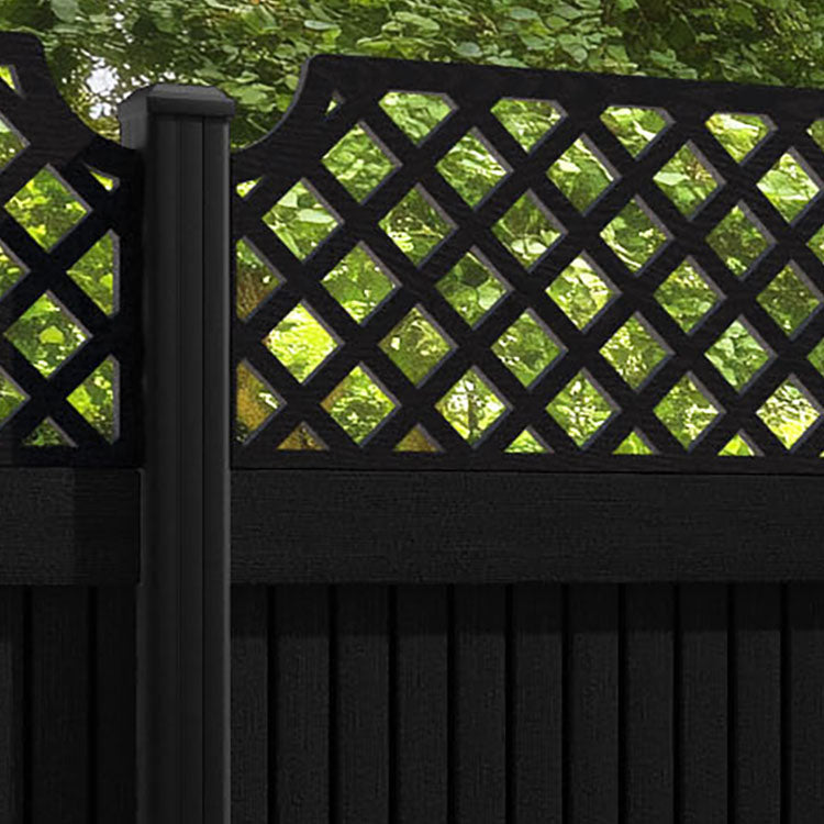 Virtis Regal Hive Fence Panel - Black - with our aluminium posts