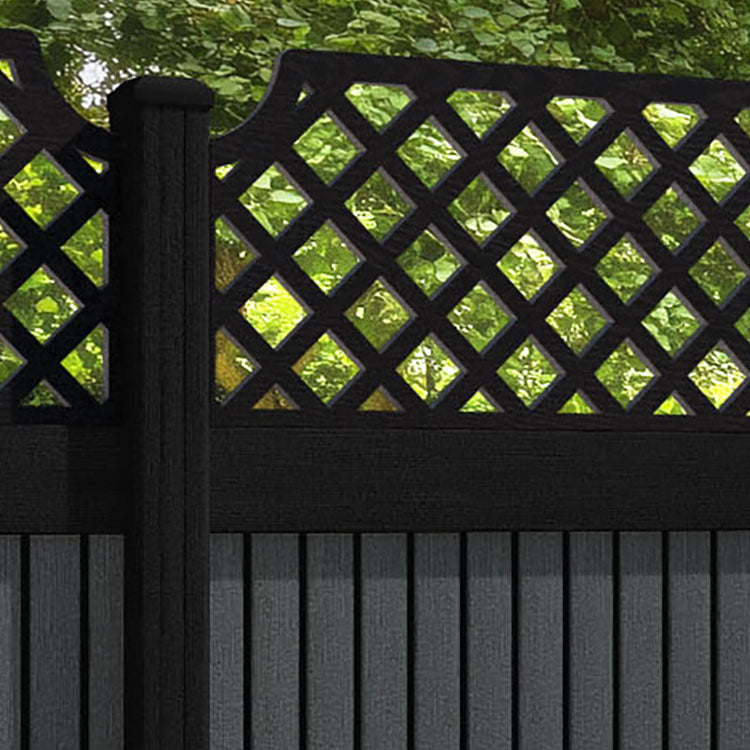 Virtis Regal Hive Fence Panel - Dark Grey - with our aluminium posts