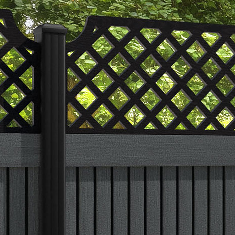 Virtis Regal Hive Fence Panel - Dark Grey - with our aluminium posts