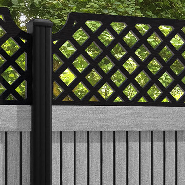 Virtis Regal Hive Fence Panel - Light Grey - with our aluminium posts