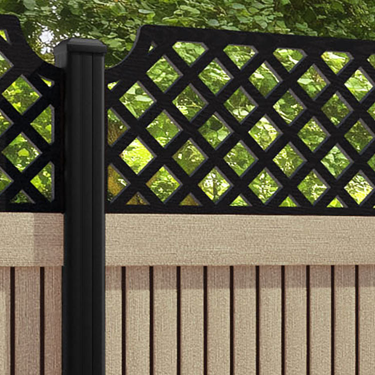 Virtis Regal Hive Fence Panel - Light Oak - with our aluminium posts