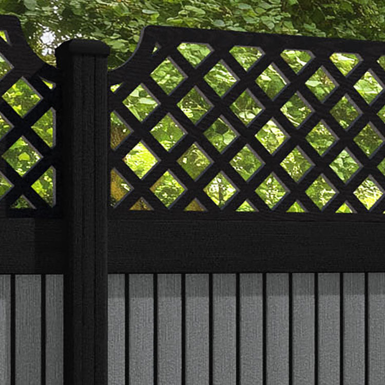 Virtis Regal Hive Fence Panel - Mid Grey - with our aluminium posts