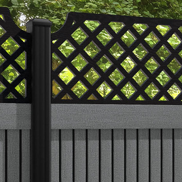 Virtis Regal Hive Fence Panel - Mid Grey - with our aluminium posts