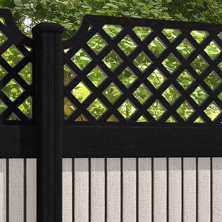 Virtis Regal Hive Fence Panel - Mid Stone - with our aluminium posts