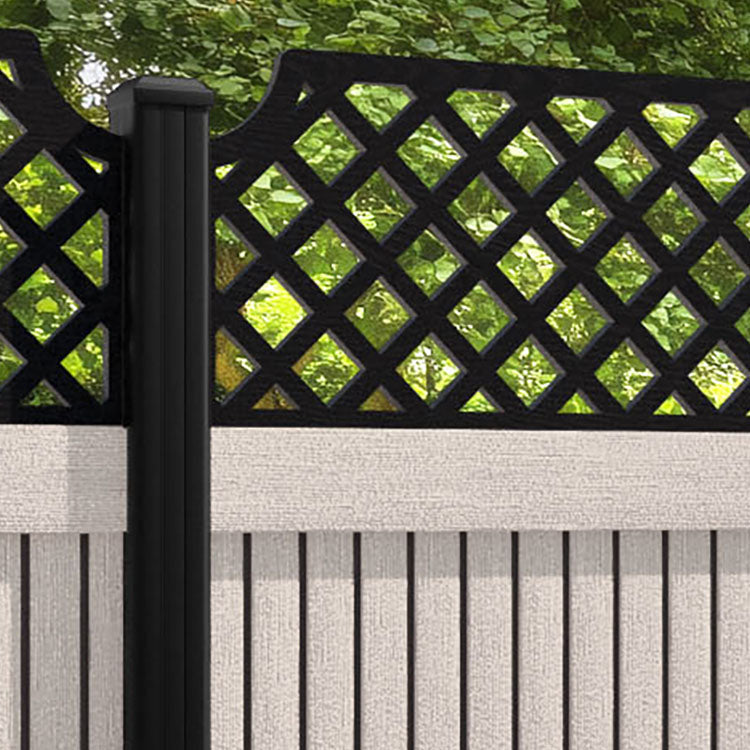 Virtis Regal Hive Fence Panel - Mid Stone - with our aluminium posts