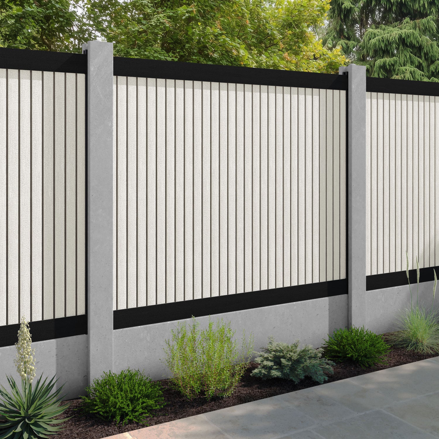 Virtis Fence Panel - Light Stone - for existing concrete posts