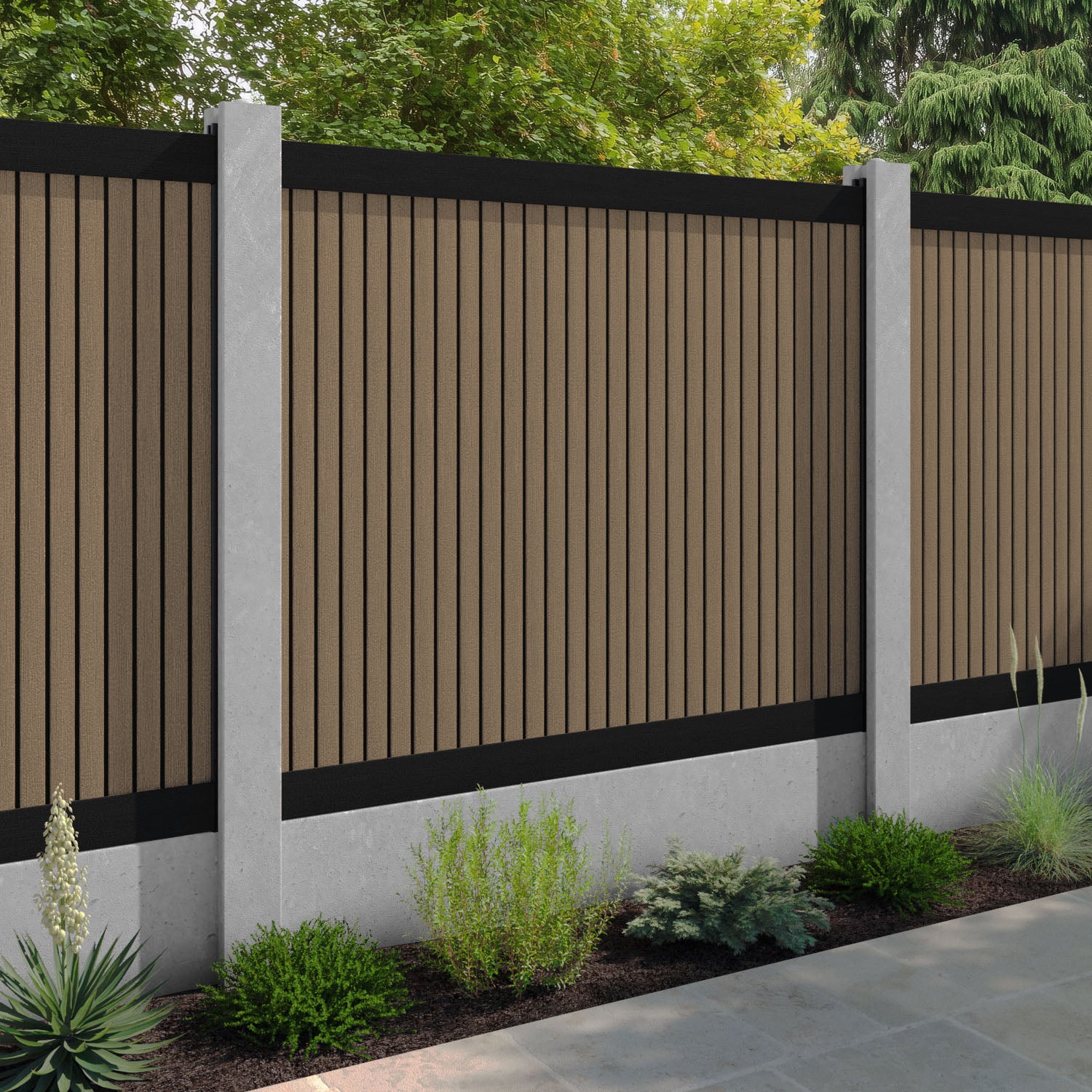 Virtis Fence Panel - Teak - for existing concrete posts