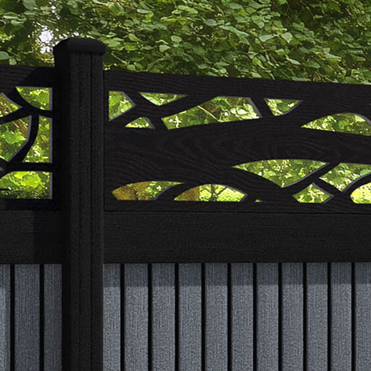 Virtis Twilight Fence Panel - Anthracite - with our aluminium posts