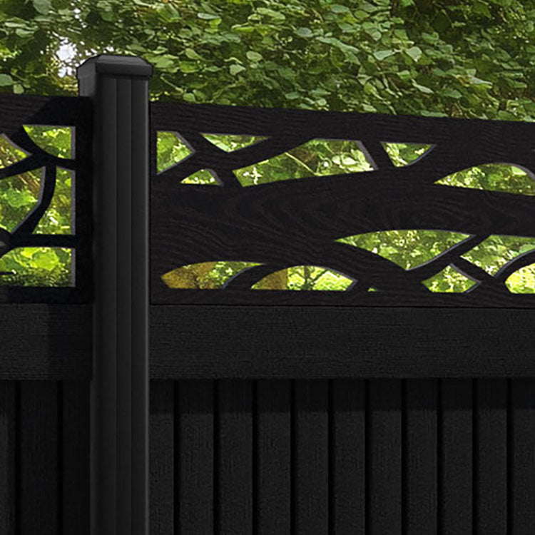 Virtis Twilight Fence Panel - Black - with our aluminium posts