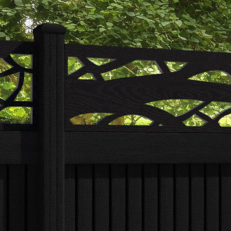Virtis Twilight Fence Panel - Black - with our composite posts