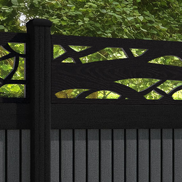 Virtis Twilight Fence Panel - Dark Grey - with our composite posts