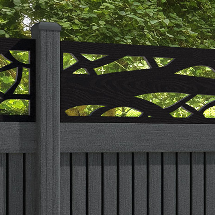 Virtis Twilight Fence Panel - Dark Grey - with our composite posts